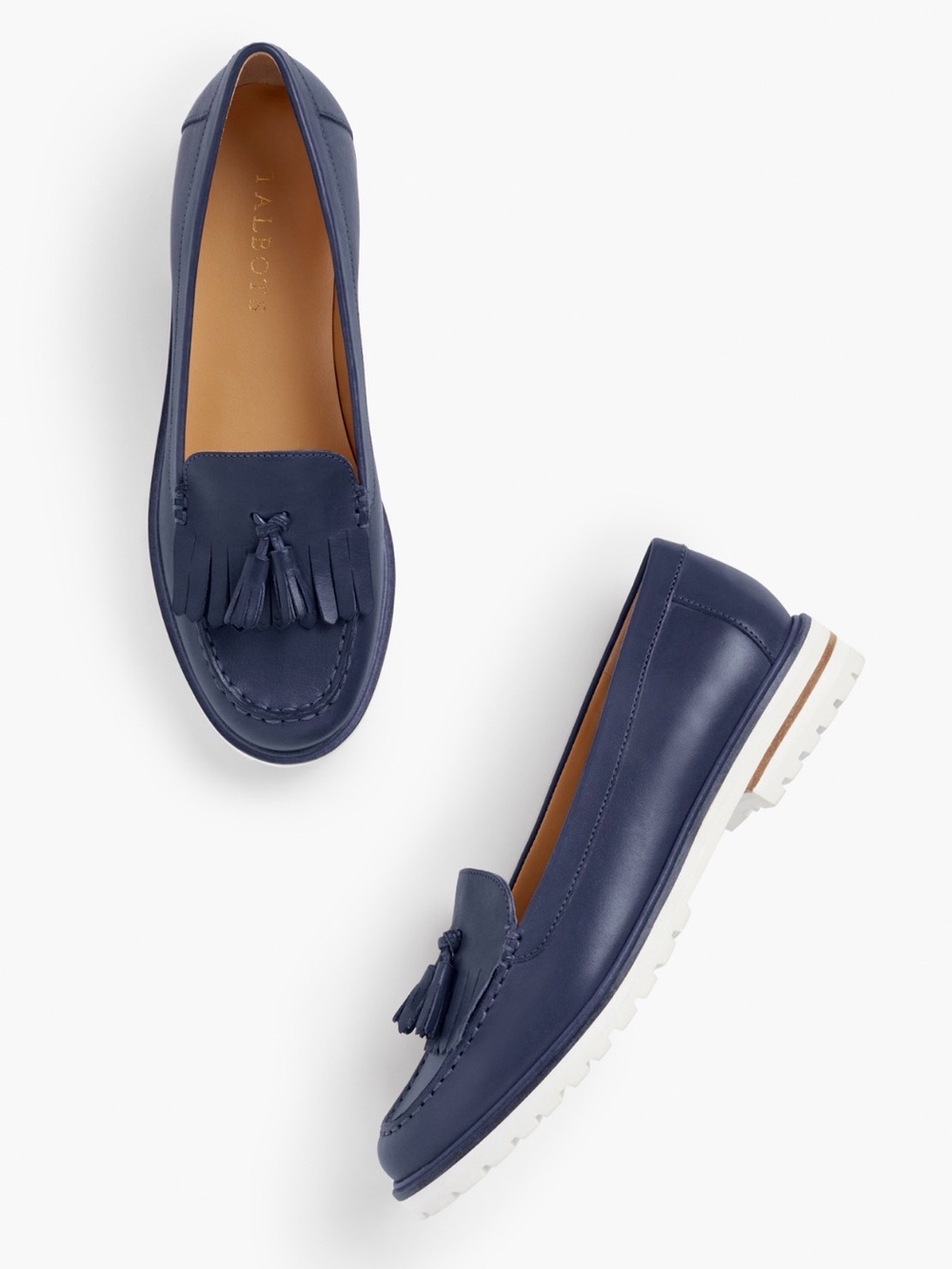 Talbots Navy Leather Tassel Loafers
